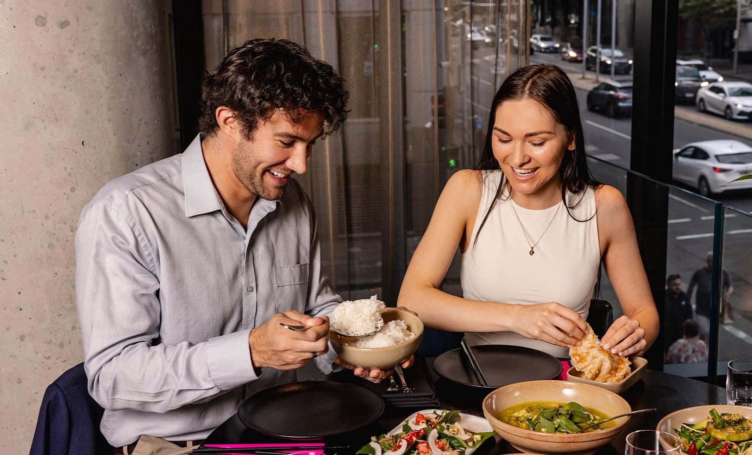 A couple dining together at Salted Egg Melbourne